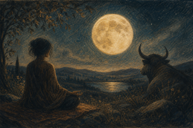 Pełnia w Byku w październiku 2026: medytacja uziemiająca, gdy świat przyspiesza 🌕